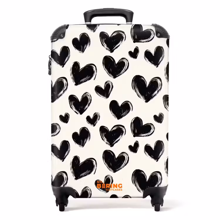 Suitcase - Hearts - Pattern - Black — 1