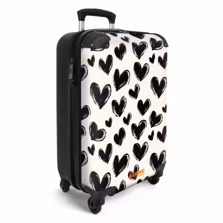 Suitcase - Hearts - Pattern - Black — 2