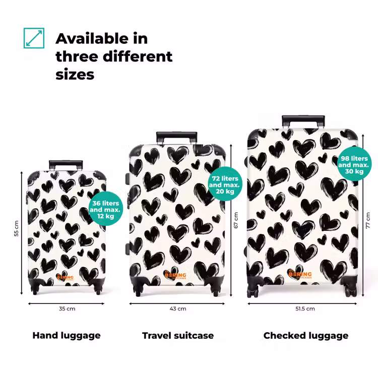 Suitcase - Hearts - Pattern - Black — 3
