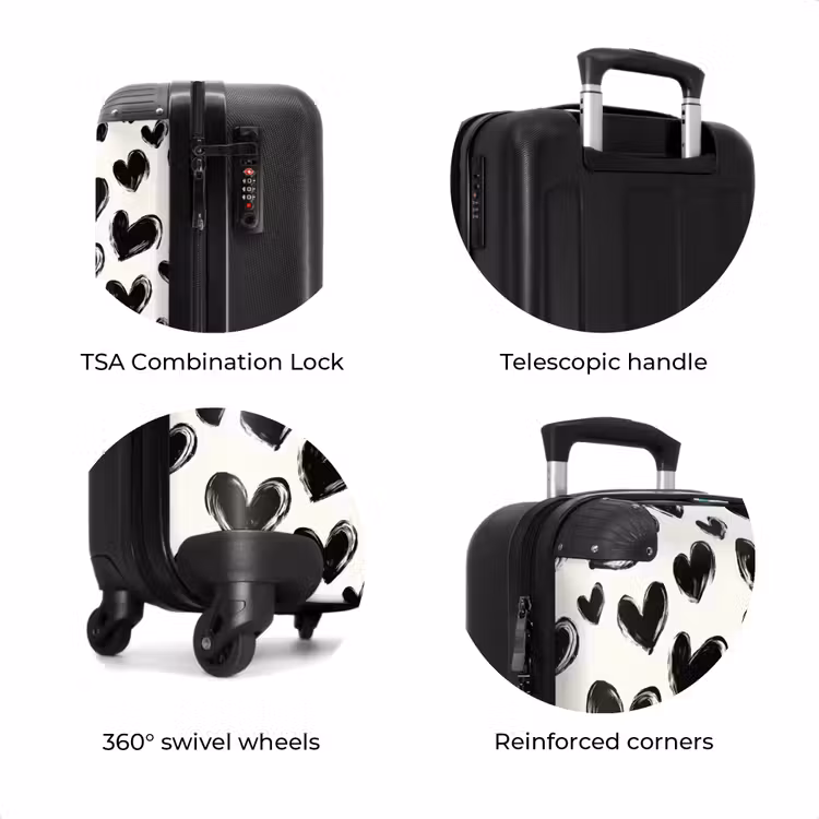 Suitcase - Hearts - Pattern - Black — 8