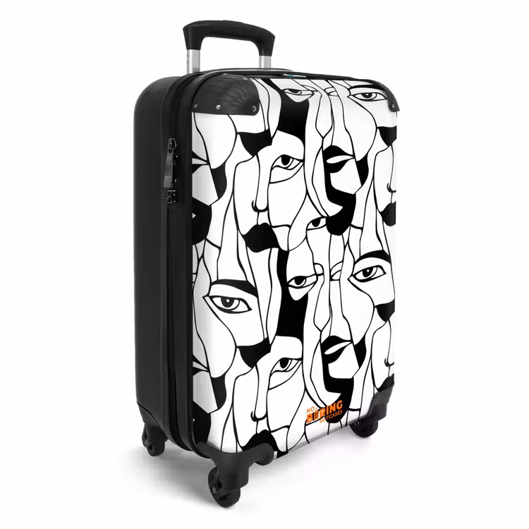Suitcase - Lines - Faces - Black - White — 2