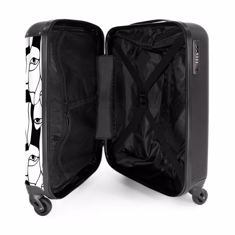 Suitcase - Lines - Faces - Black - White — 5
