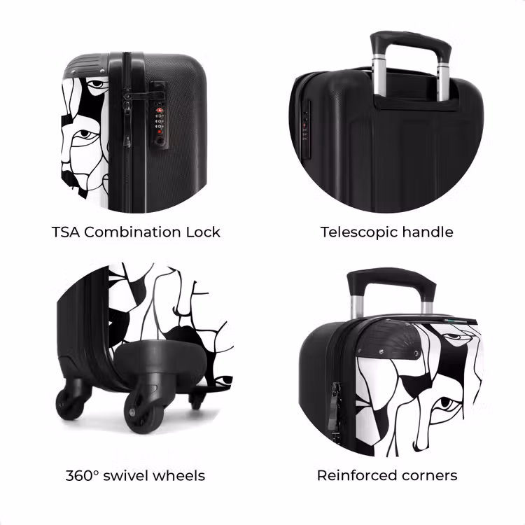 Suitcase - Lines - Faces - Black - White — 8