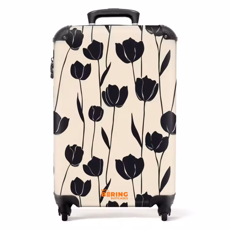 Suitcase - Tulips - Pattern - Black — 1