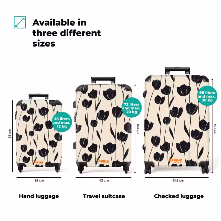 Suitcase - Tulips - Pattern - Black — 3