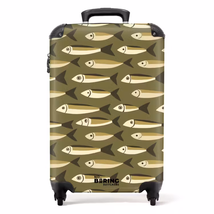 Suitcase - Fish - Pattern - Green — 1