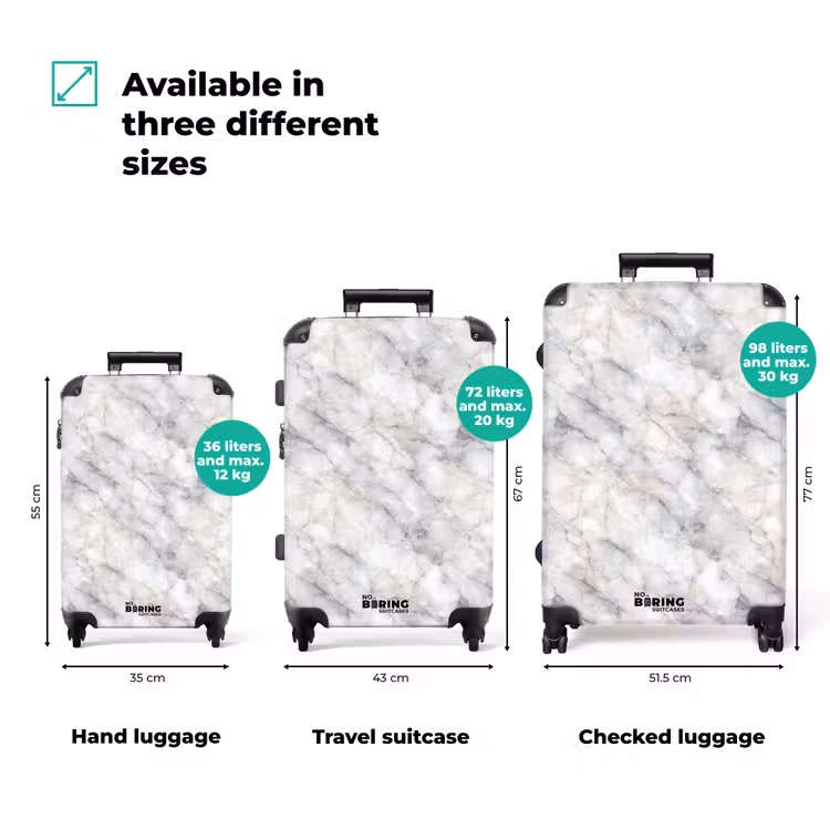Suitcase - Gray - Marble - Detailed — 3