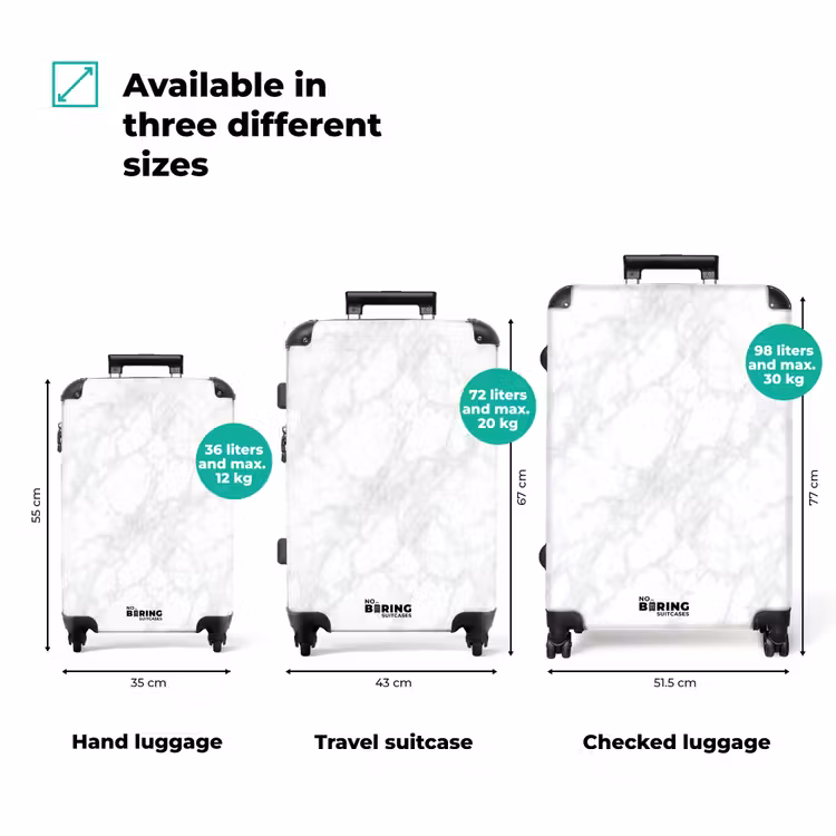 Suitcase - Minimalist - White - Gray veins — 3