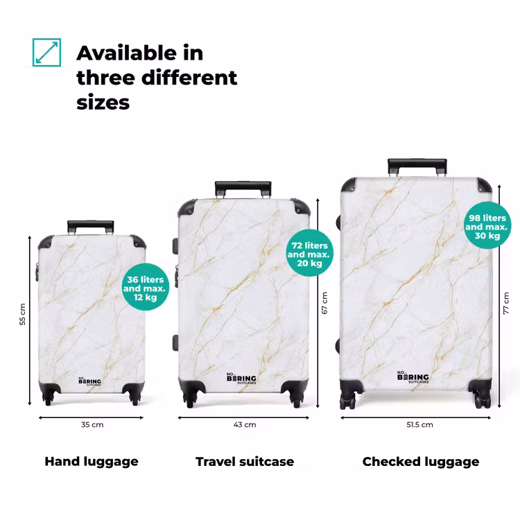 Suitcase - White - Marble - Gold - Luxurious — 3