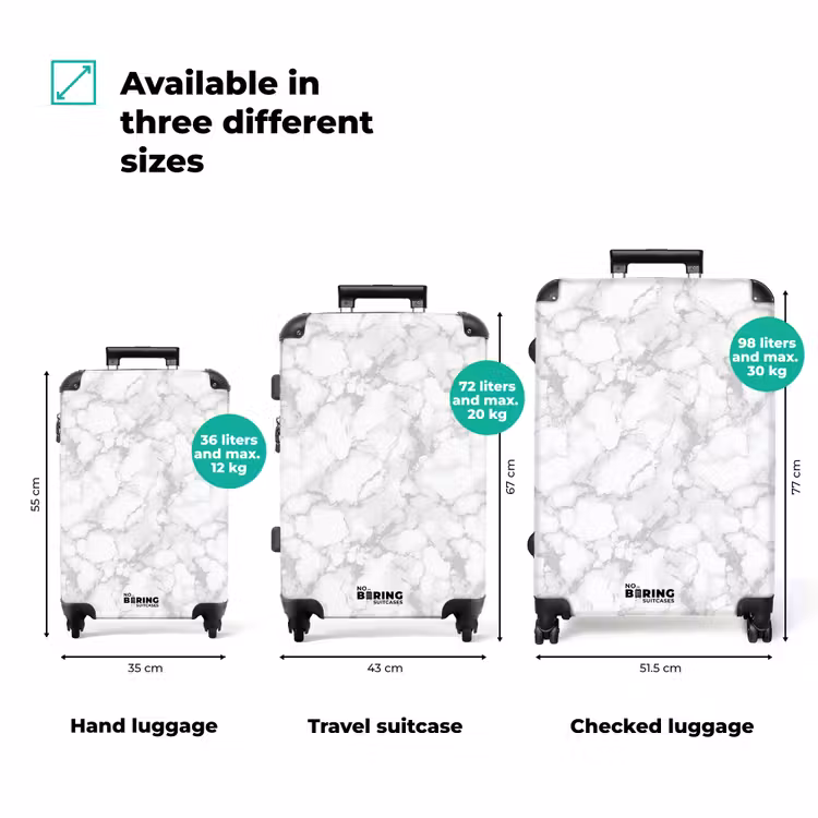 Suitcase - White - Marble - Gray — 3