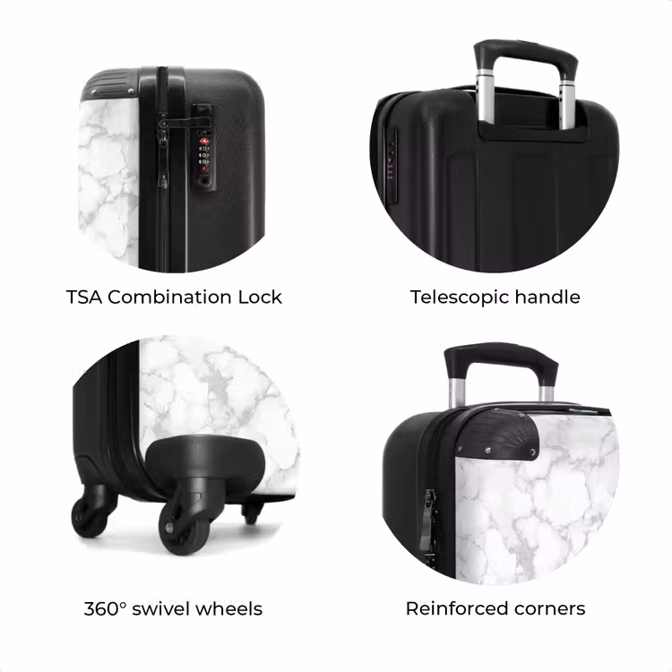 Suitcase - White - Marble - Gray — 8