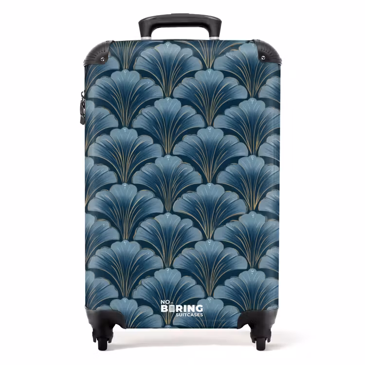 Suitcase - Pattern - Ginkgo leaf - Blue — 1