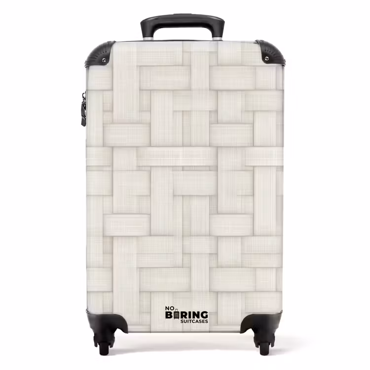 Suitcase - Wicker - Stripes - Beige — 1