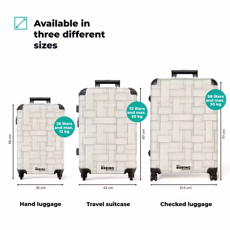 Suitcase - Wicker - Stripes - Beige — 3