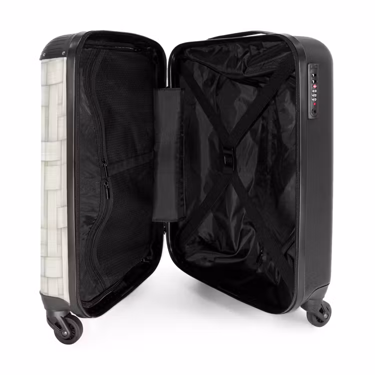 Suitcase - Wicker - Stripes - Beige — 5