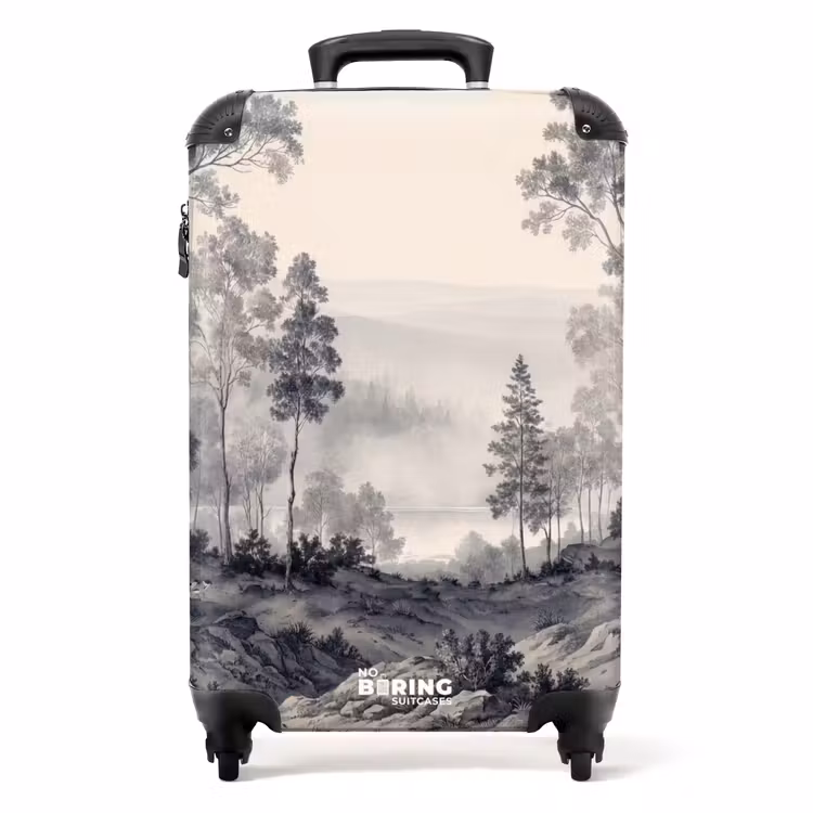 Suitcase - Foggy - Mountain landscape - Illustration — 1