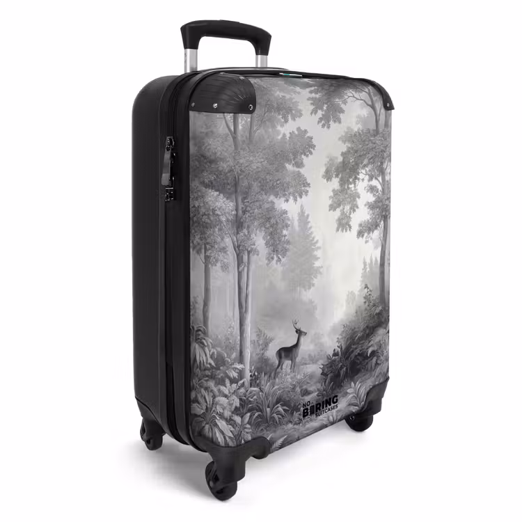 Suitcase - Forest - Deer - Black - White — 2