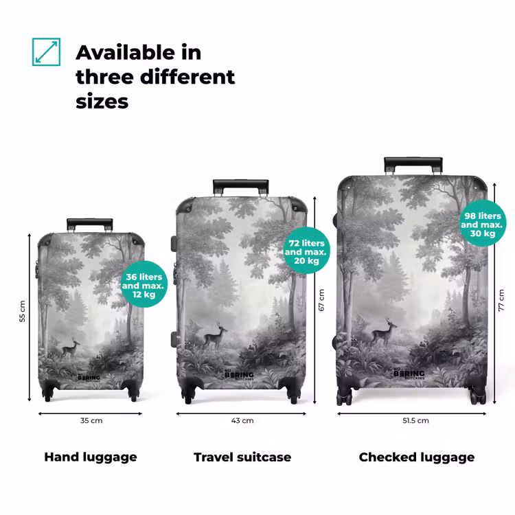Suitcase - Forest - Deer - Black - White — 3