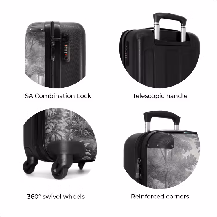 Suitcase - Forest - Deer - Black - White — 8