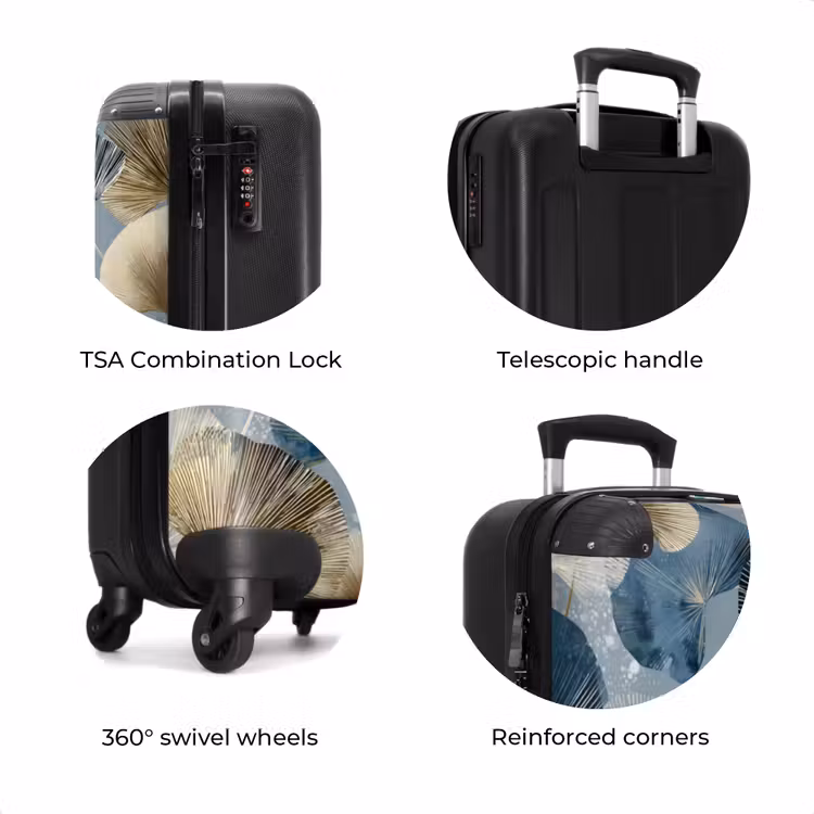 Suitcase - Leaves - Abstract - Gold - Blue — 8