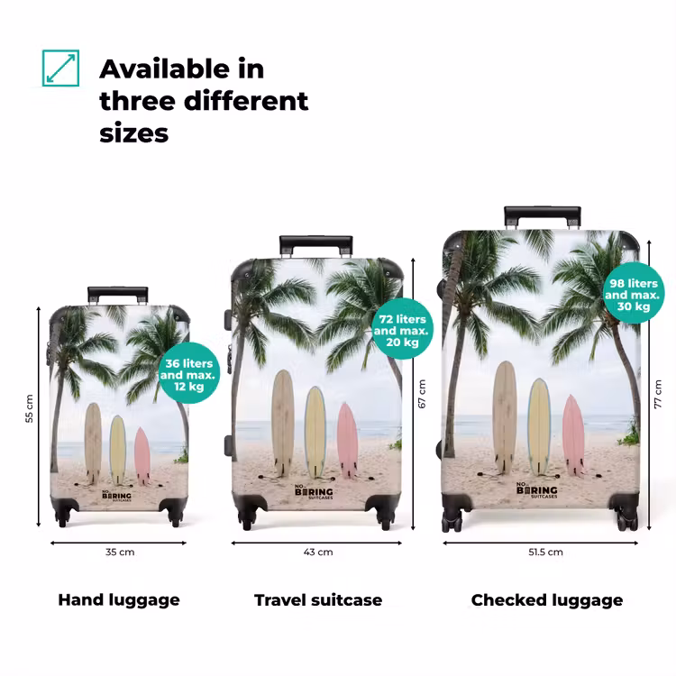 Suitcase - Surfboard - Palm trees - Colorful — 3