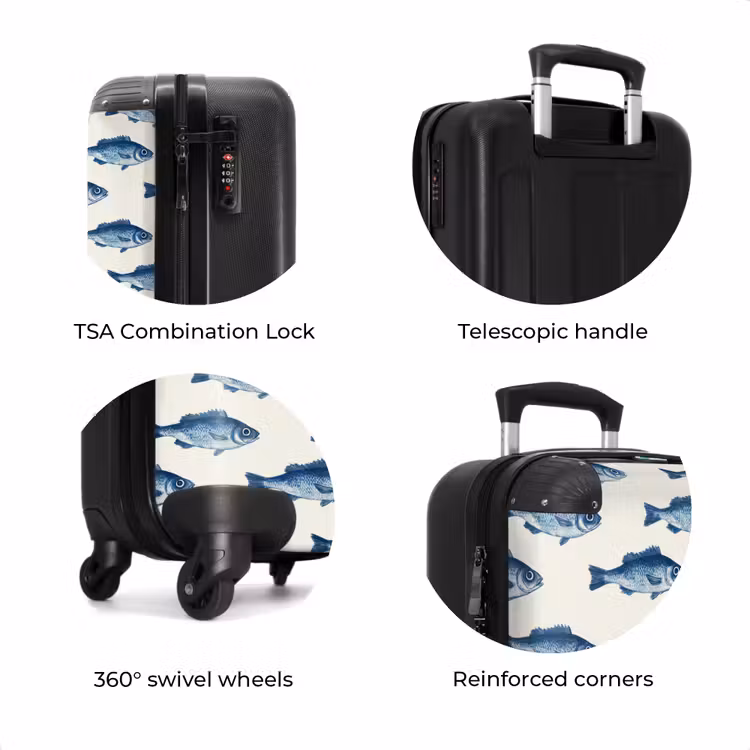 Suitcase - Fish - Pattern - Blue — 8