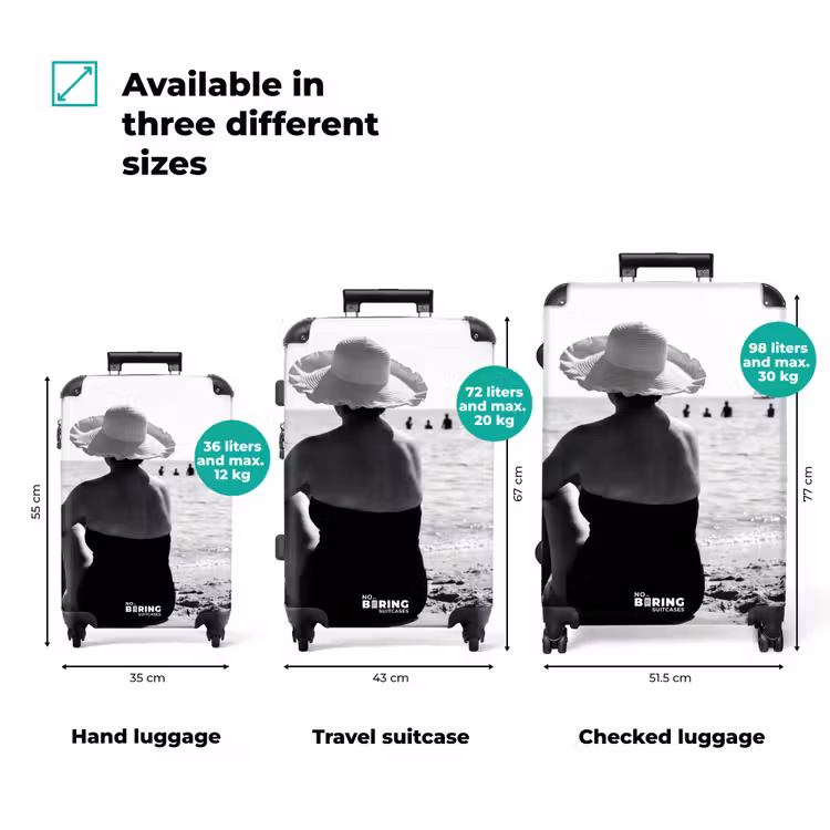Suitcase - Sun hat - Beach - Black - White — 3