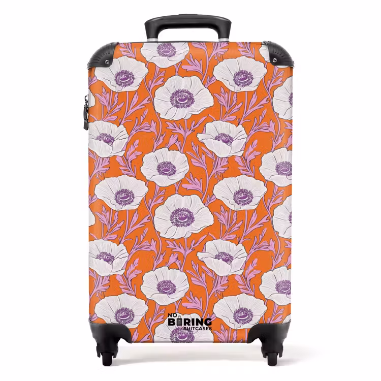 Suitcase - Flowers - Graphic - Orange — 1