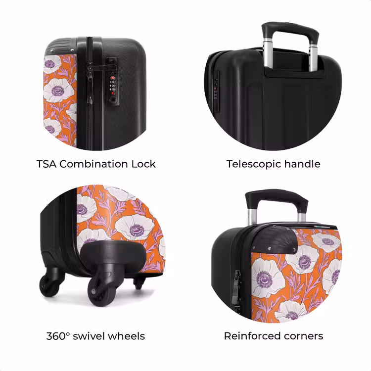 Suitcase - Flowers - Graphic - Orange — 8