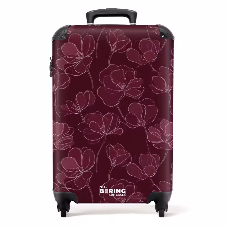 Suitcase - Flowers - Pattern - Burgundy — 1