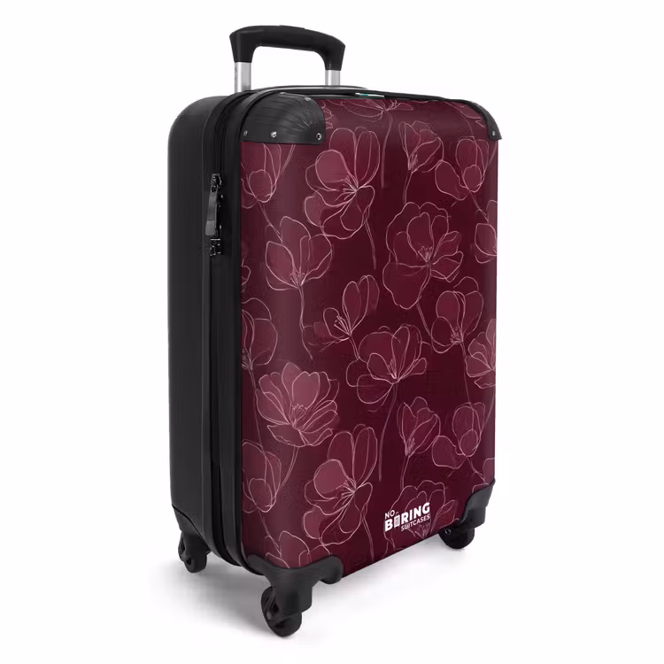 Suitcase - Flowers - Pattern - Burgundy — 2