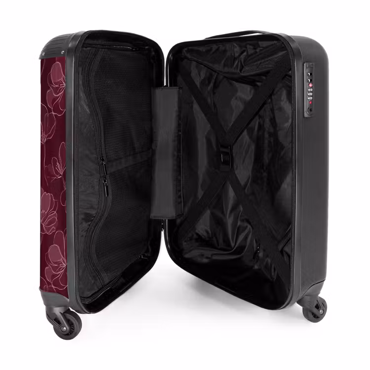 Suitcase - Flowers - Pattern - Burgundy — 5