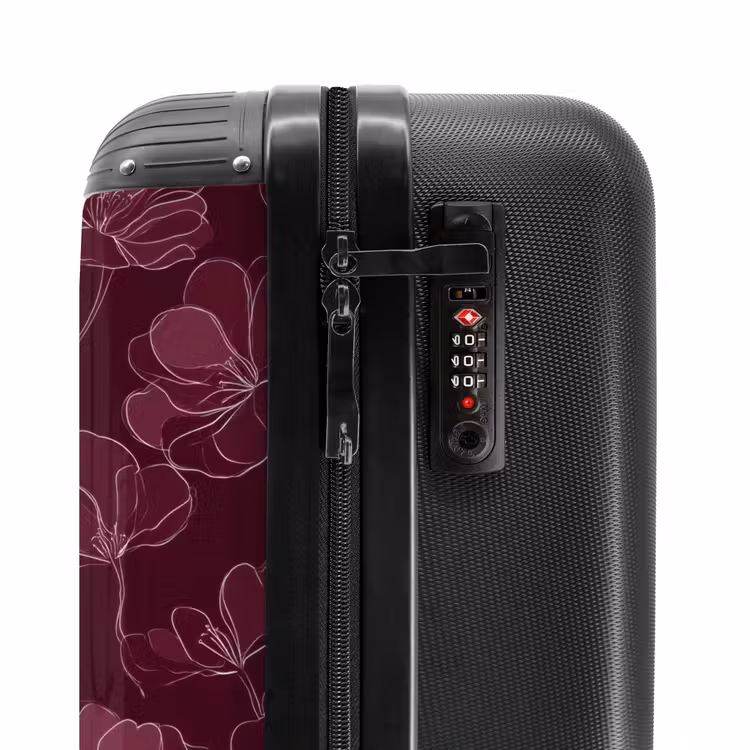 Suitcase - Flowers - Pattern - Burgundy — 6