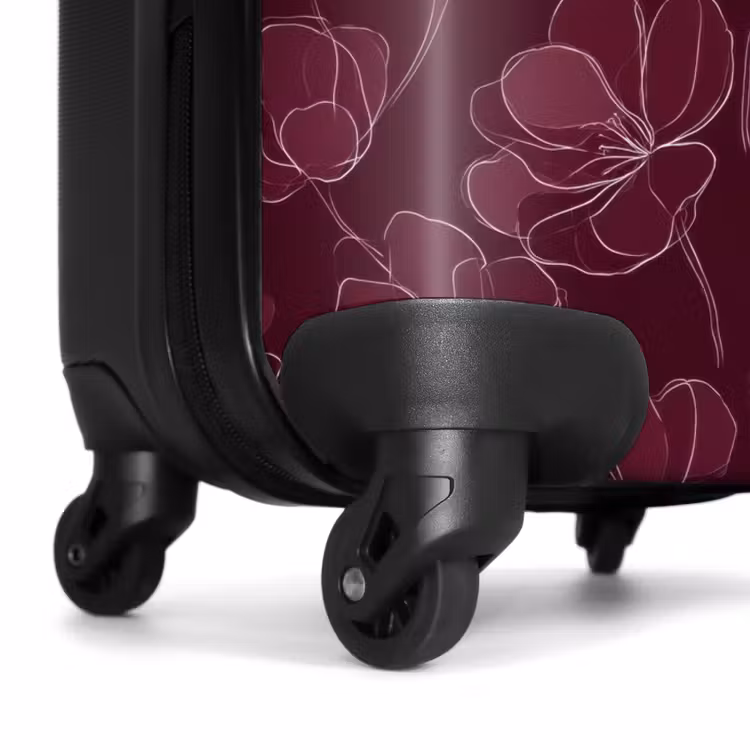 Suitcase - Flowers - Pattern - Burgundy — 7
