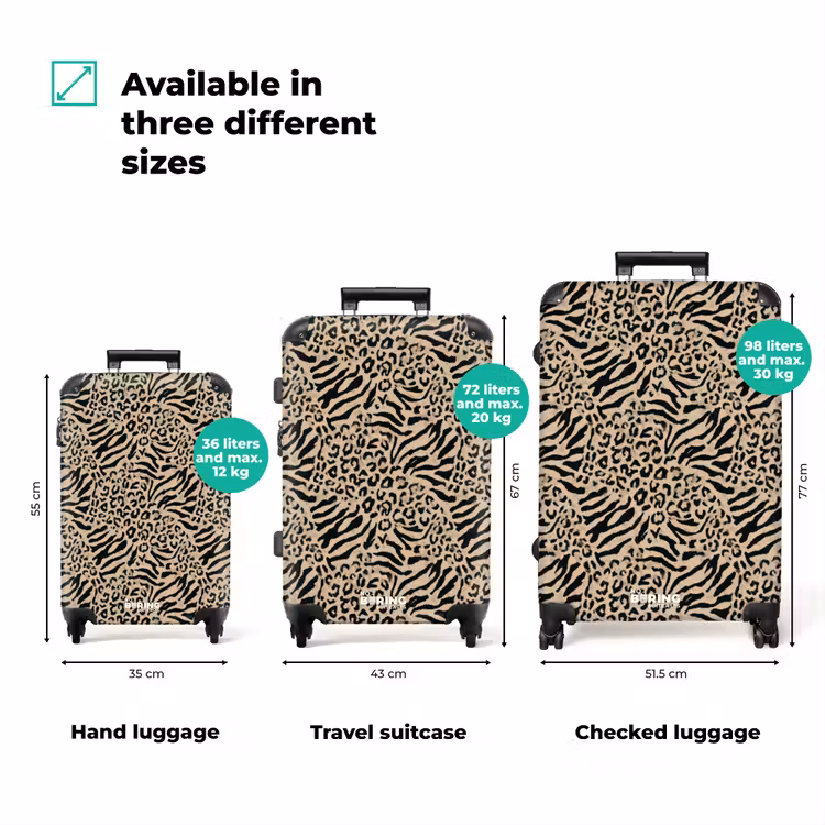 Suitcase - Giraffe - Zebra - Motif - Brown — 3