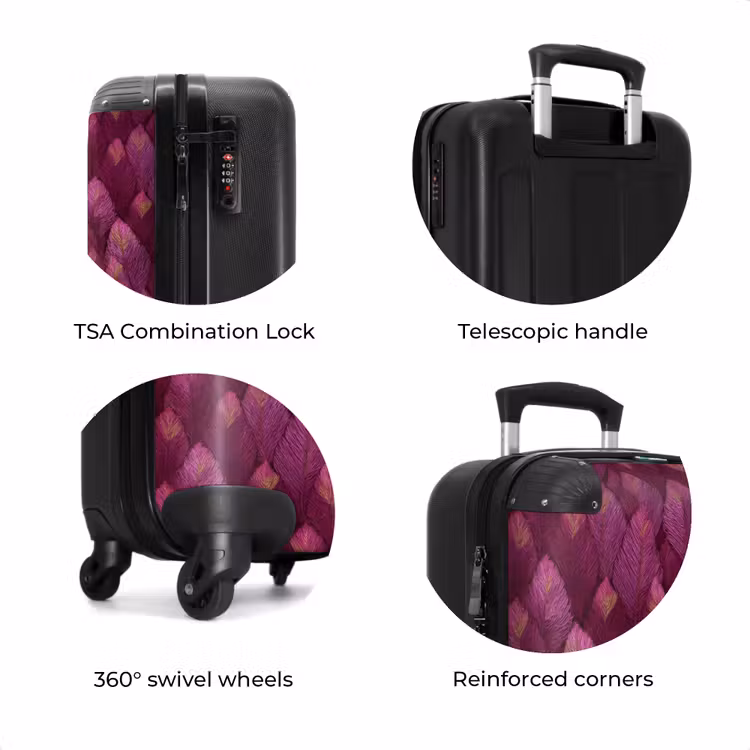 Suitcase - Leaves - Pattern - Burgundy — 8