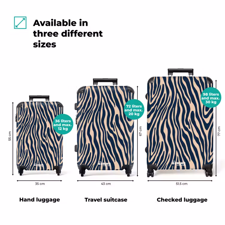 Suitcase - Zebra - Pattern - Blue - Beige — 3