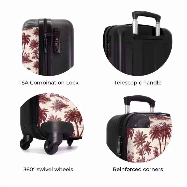 Suitcase - Tropical - Geometric - Bordeaux red — 8
