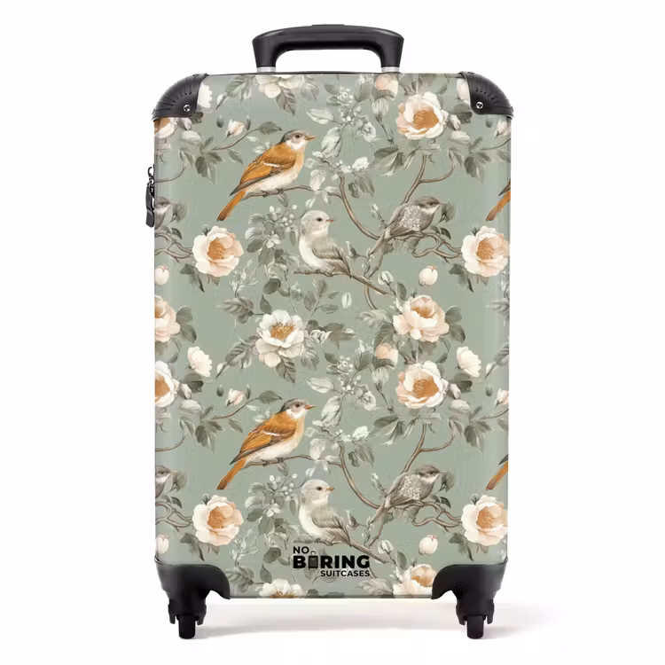 Suitcase - Pink - Birds - Colorful — 1
