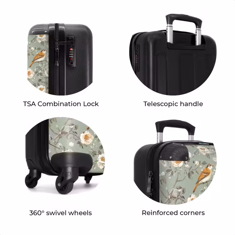 Suitcase - Pink - Birds - Colorful — 8