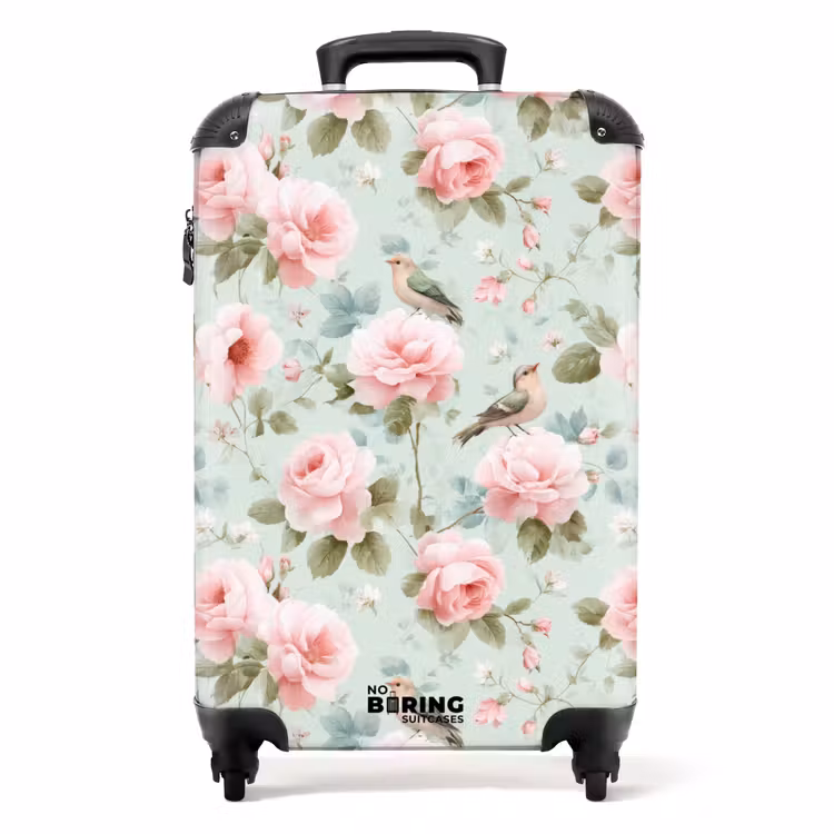 Suitcase - Roses - Birds - Pastel - Colorful — 1