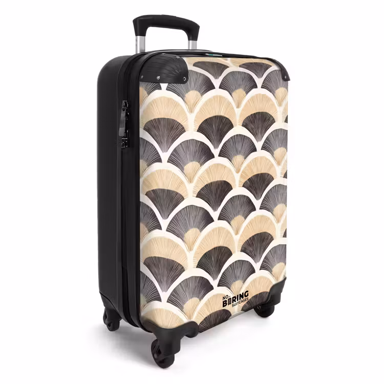 Suitcase - Fan - Pattern - Black - Beige — 2