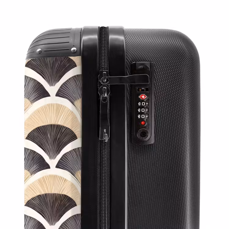 Suitcase - Fan - Pattern - Black - Beige — 6