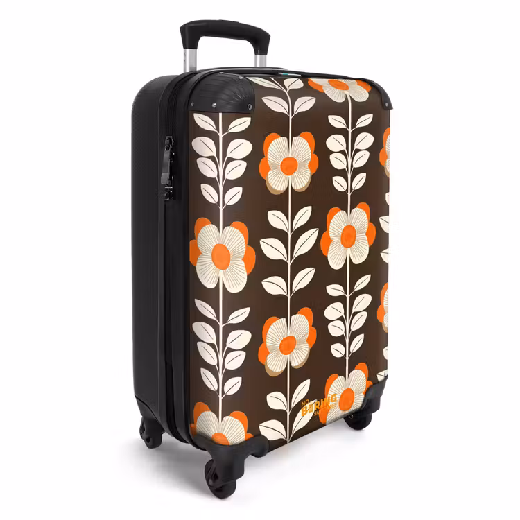 Suitcase - Flowers - Retro - Brown — 2