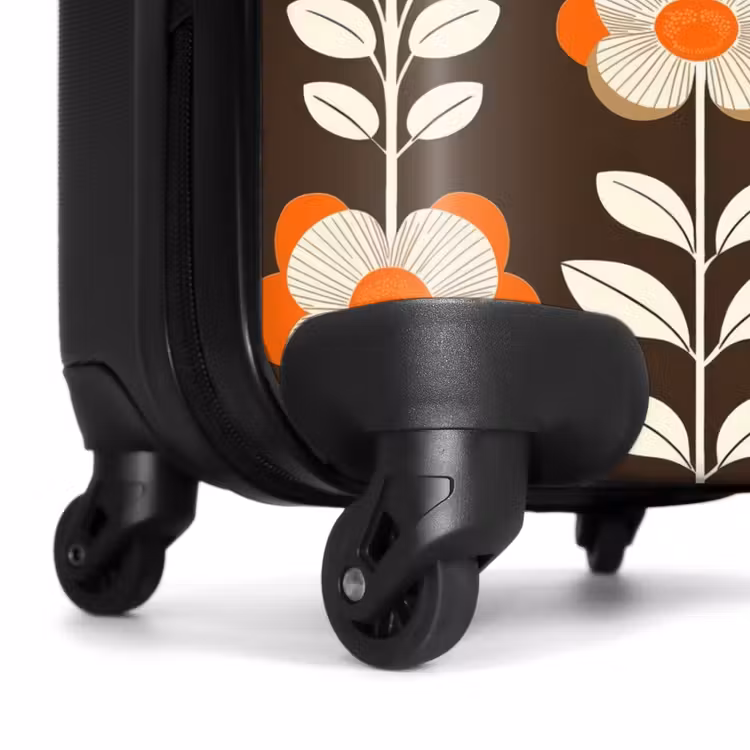 Suitcase - Flowers - Retro - Brown — 7