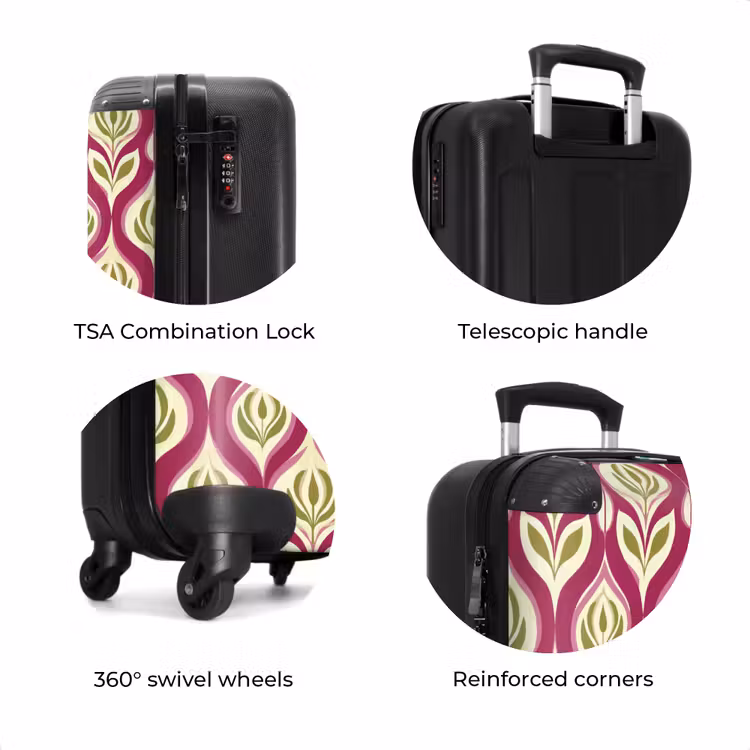 Suitcase - Retro - Floral - Purple — 8