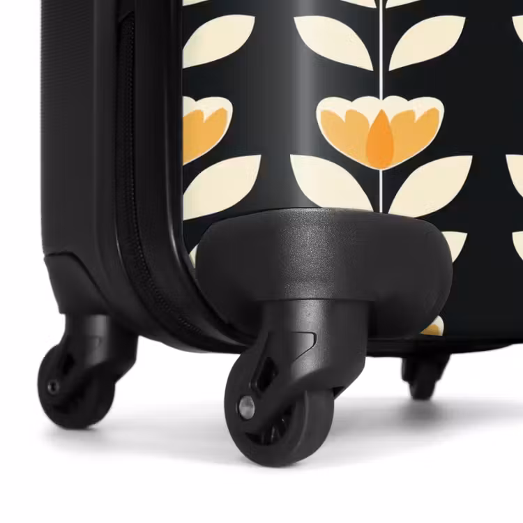 Suitcase - Retro - Flower - Black - Ochre yellow — 7