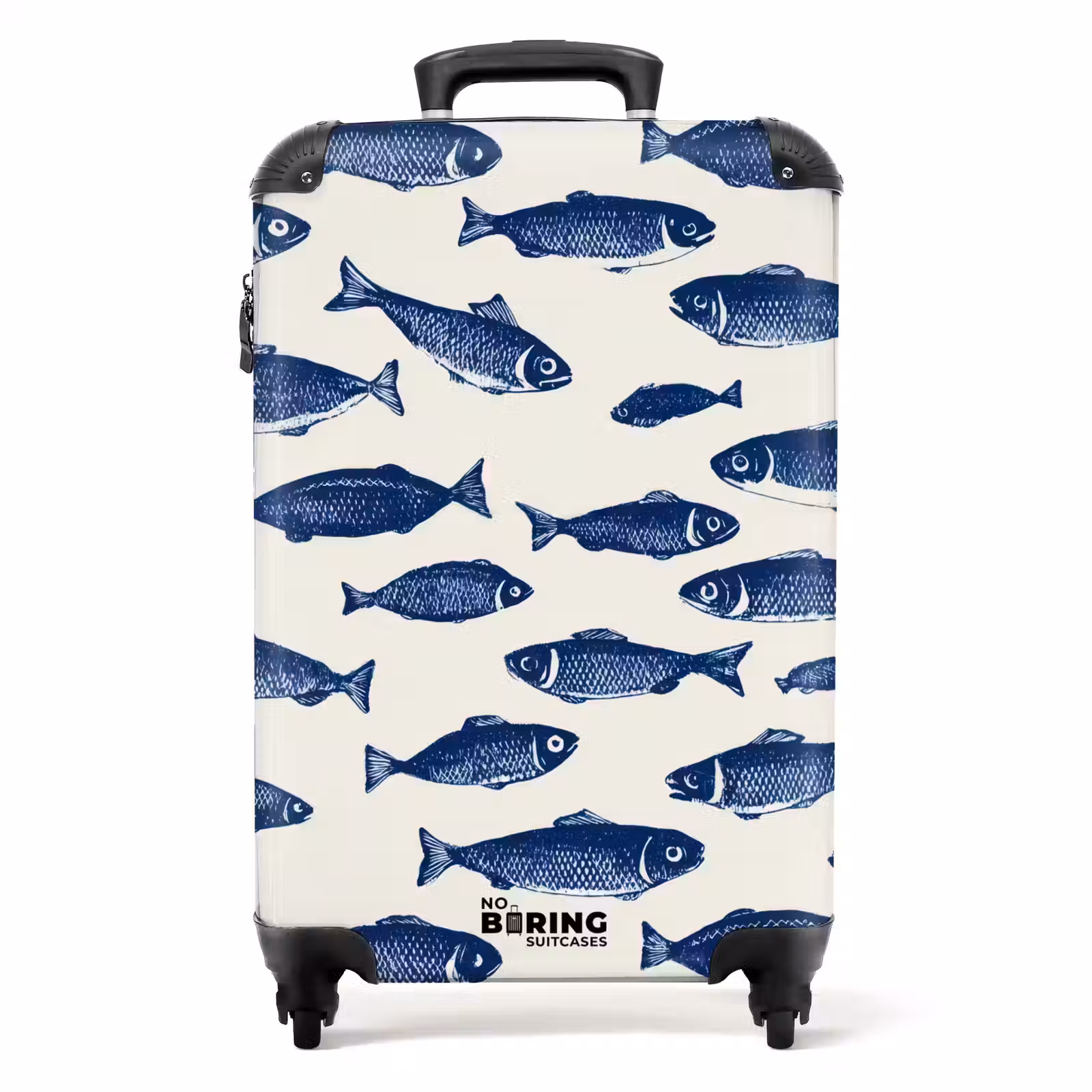 Suitcase - Fish - Pattern - Blue - White — 1