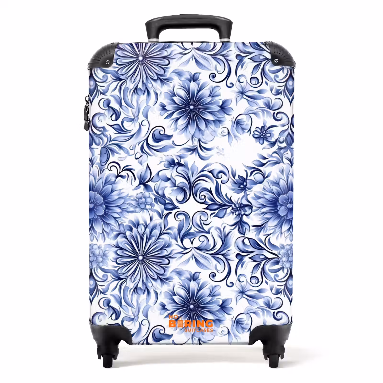 Suitcase - Flowers - Blue - Pattern - White — 1