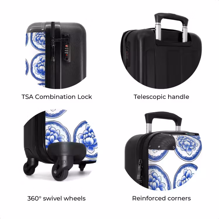 Suitcase - Circles - Flowers - Blue — 8